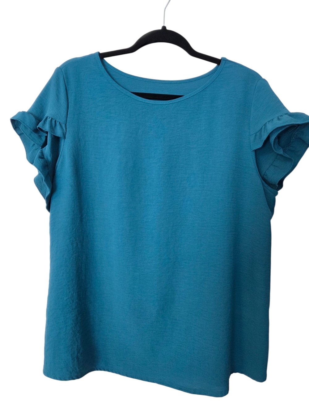 Womenโs Teal Ruffle Sleeve Top